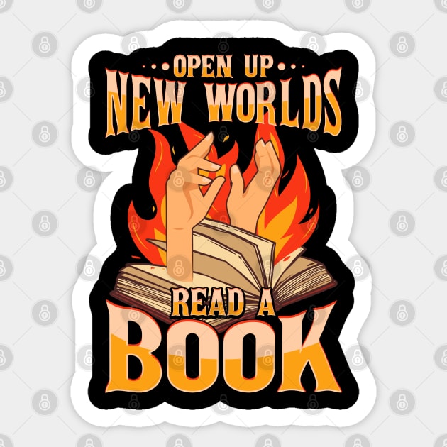 Open up new worlds read a book Sticker by aneisha